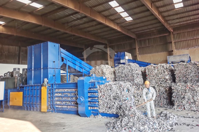 中國長三角年產10萬噸紡織廢料替代燃料項目廢料打包機